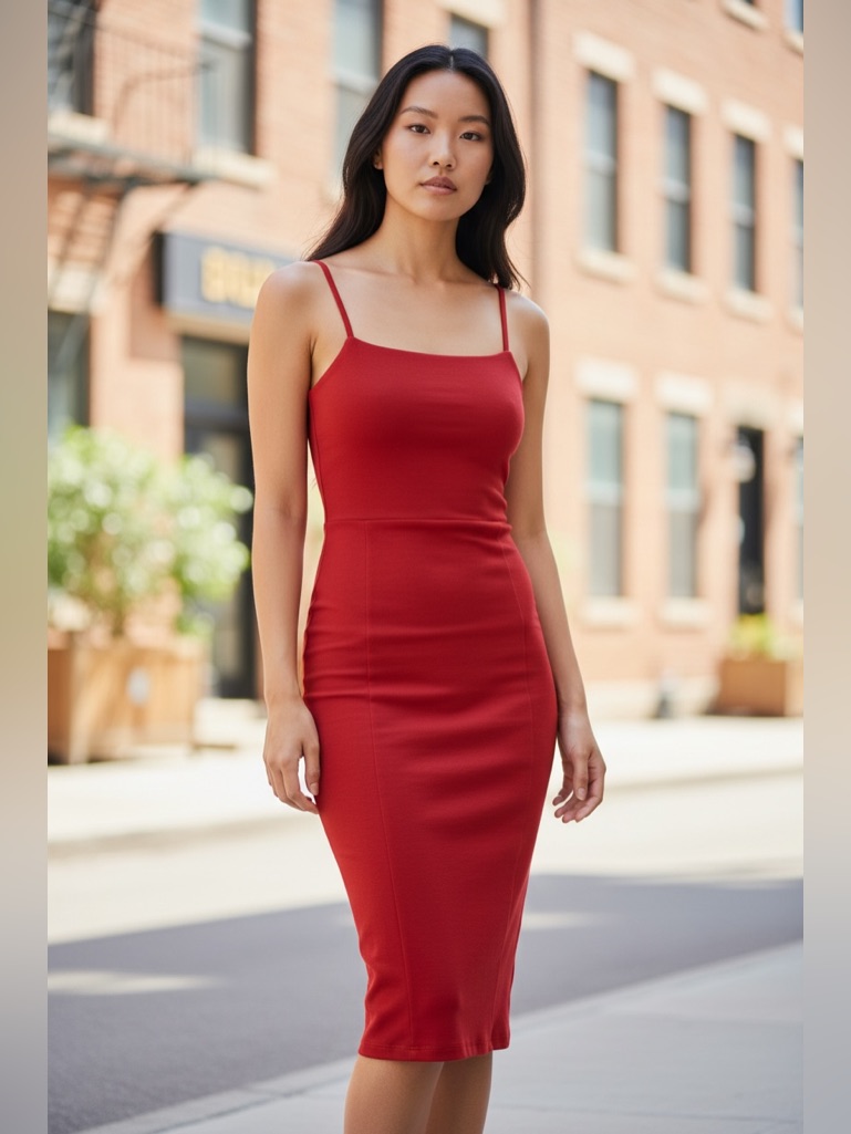 Prettylittlething Red Spaghetti Strap Midi Slip Dress